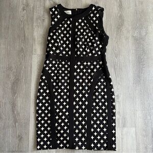 Donna Morgan Black and Ivory Geometric Pattern Dress Size 14
